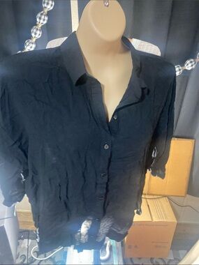 Women’s Black Button-Down Shirt - Lightweight Casual Shirt